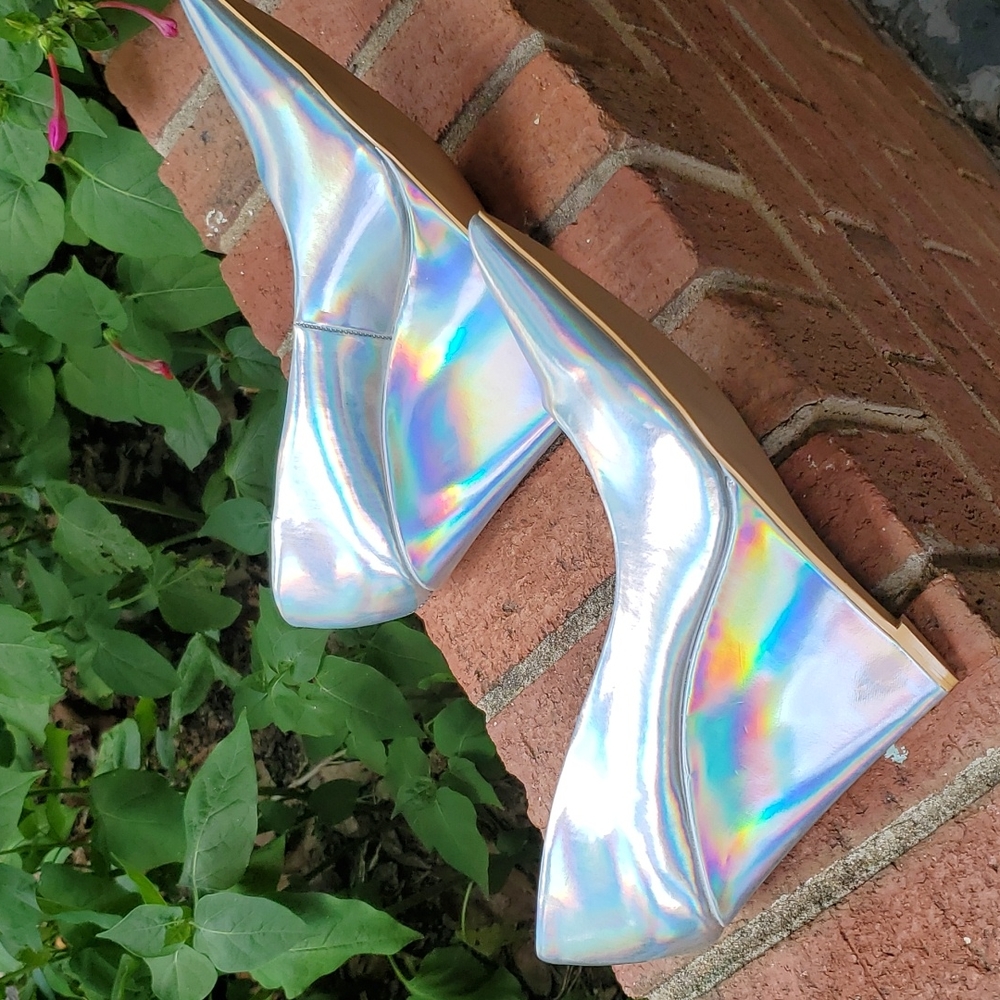 Silver hologram wedges, sz. 9